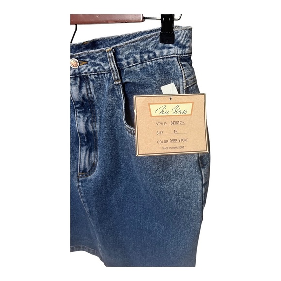 Vintage Deadstock Medium Dark Wash Denim Skirt Size 16 Bill Blass - Picture 3 of 4